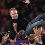 Hansi Flick rayakan kemenangan Barcelona
