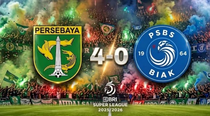 Hasil Persebaya Surabaya vs PSBS Biak skor akhir 4-0