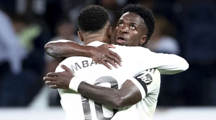 Kylian Mbappe dan Vinicius Junior pemain Real Madrid