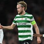 Morten Hjulmand kapten Sporting CP saat melawan Arsenal di ajang Liga Champions