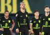 Pemain Atletico Madrid saat kalah di pekan terakhir Liga Spanyol