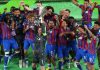 Pemain Crystal Palace meryakan kemenangan di Liga Konferensi Eropa