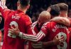 Pemain Manchester United merayakan gol