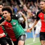 Pemain NEC Nijmegen merayakan lolosnya mereka ke Liga Champions