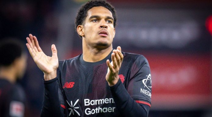 Jarell Quansah pemain Bayer Leverkusen Jarell Quansah pemain Bayer Leverkusen