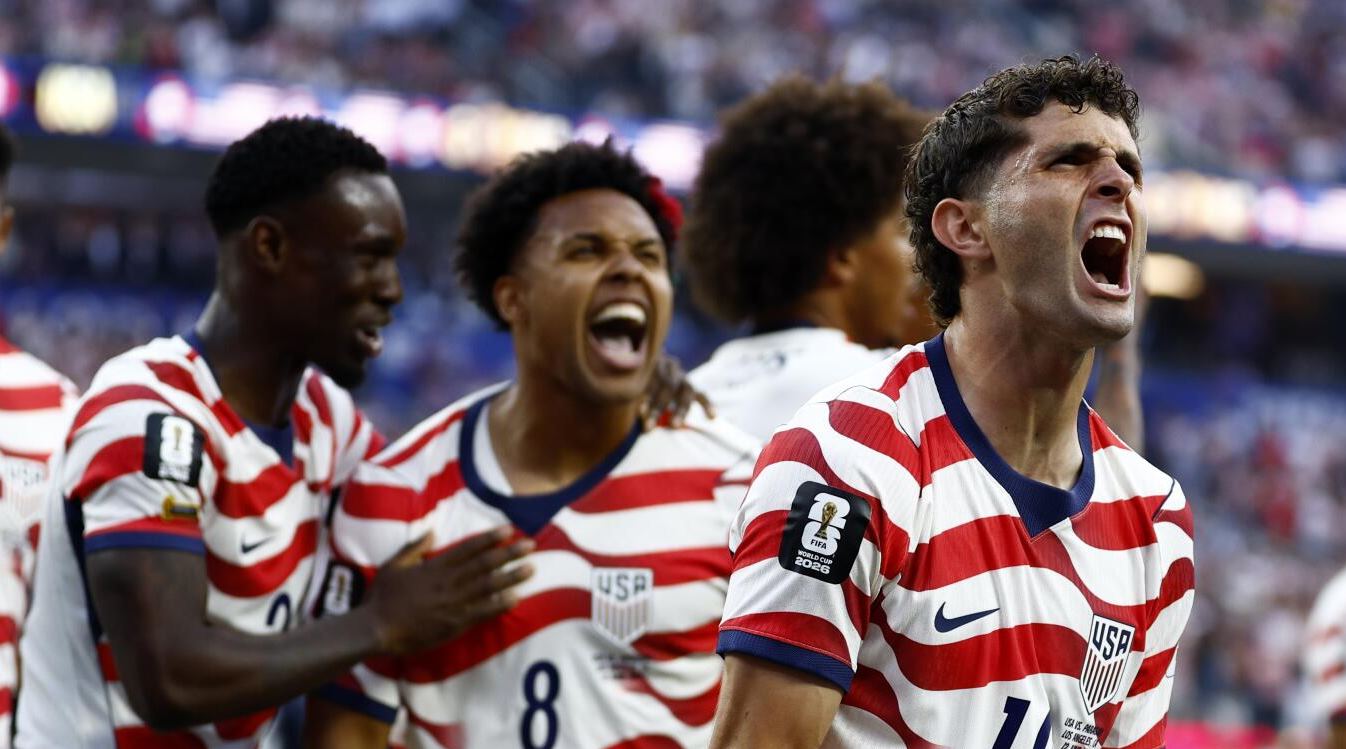 Pemain Amerika Serikat merayakan gol dalam laga Grup D Piala Dunia 2026 melawan Paraguay